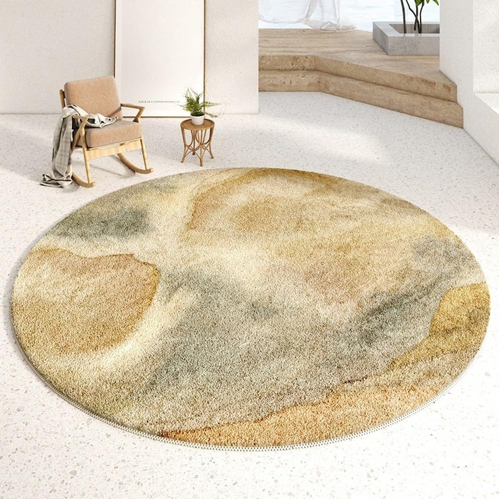 Rugs for Bedroom Fluffy Soft Living Room Decoration Carpet Minimalist Abstraction Lounge Rug Round Plush Floor Mat,H,200X200CM