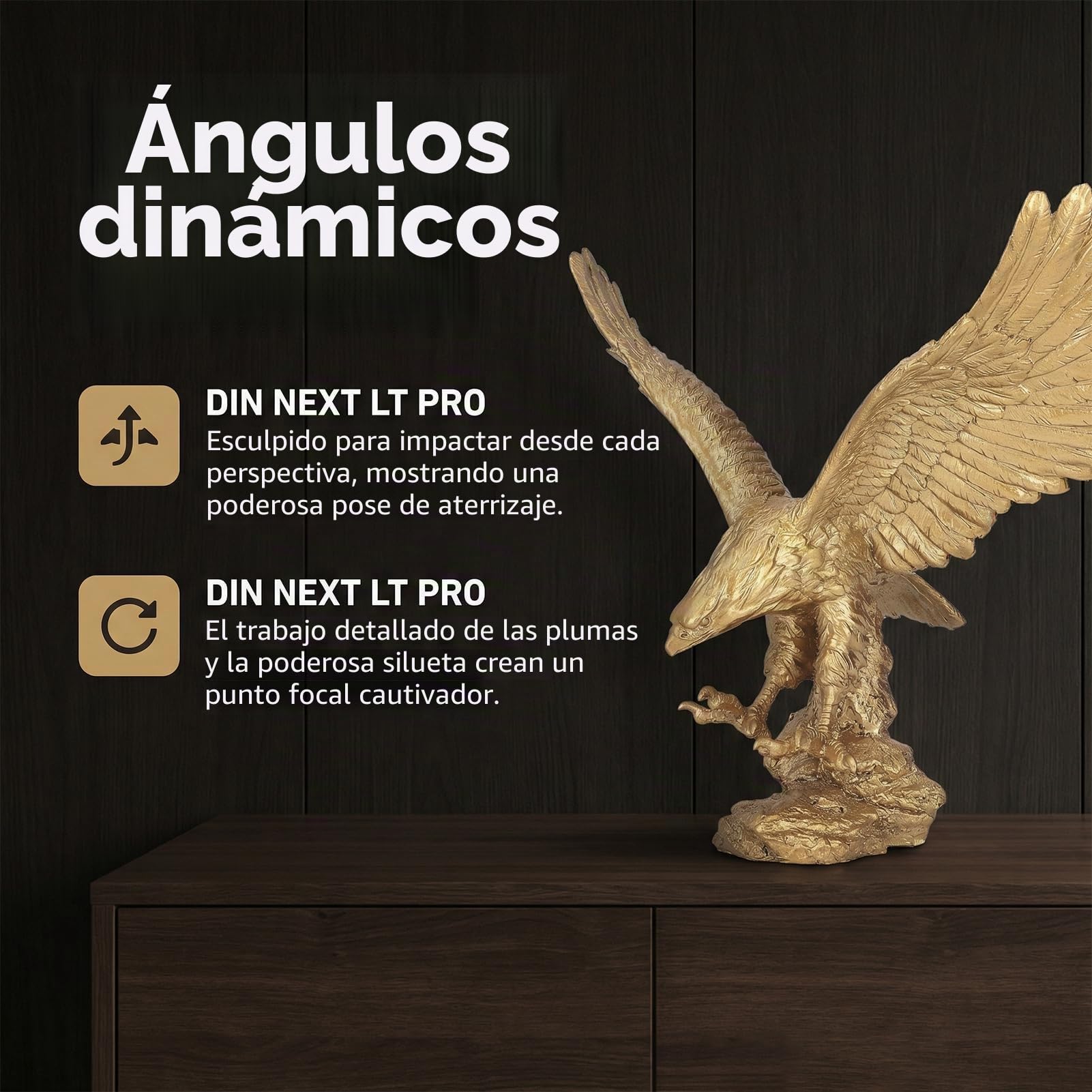 Escultura de águila de resina, decoración de mesa, gran águila, estatuilla dorada, ornamentos, estatua, gran estatua, águila, resina, ornamento, oficina, decoración