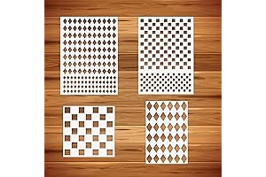2Pcs Checkerboard Stencils & Diamond Stencils for Home Decor