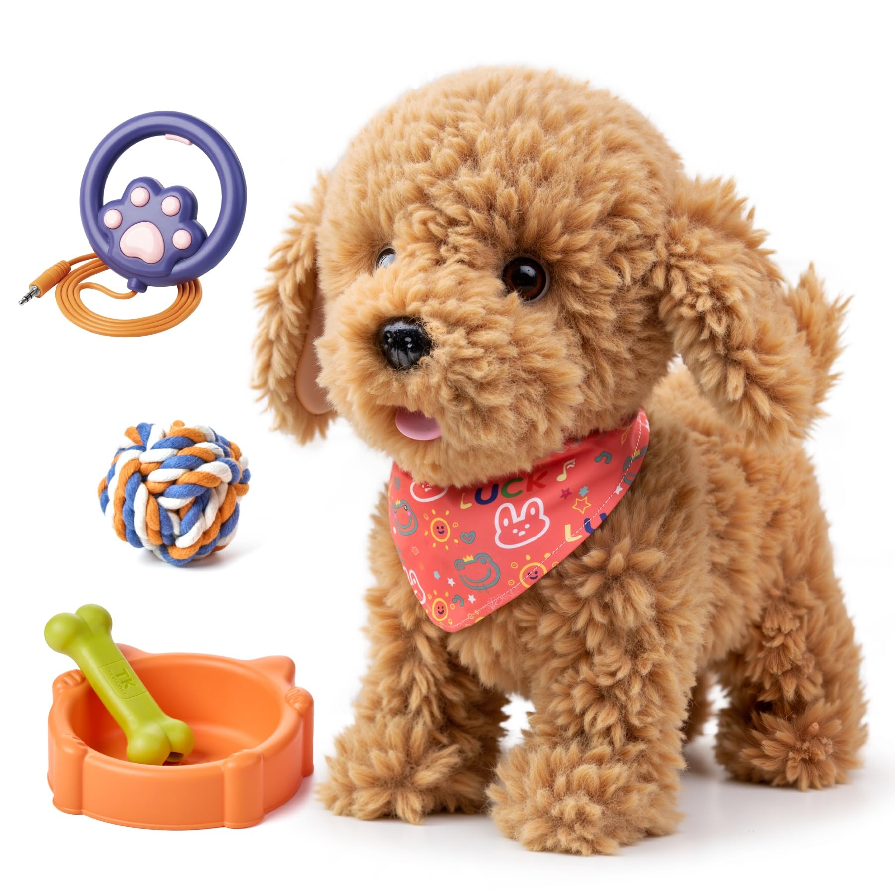TUMAMA KIDS Interactive Dog Toy for Children, Walking Cuddly Puppy with Leash of Running and Barking, Remote Control Play Dog Kids' Toy from 2 3 4 5 6, Cuddling Dogs - Barking, Walking, Tail Wagging