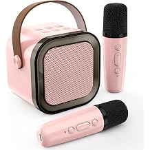 Mini Karaoke Machine, Karaoke Machine for Adults, Portable Bluetooth Mini Speaker with 2 Wireless Microphones,Karaoke Speaker for Family Home Party
