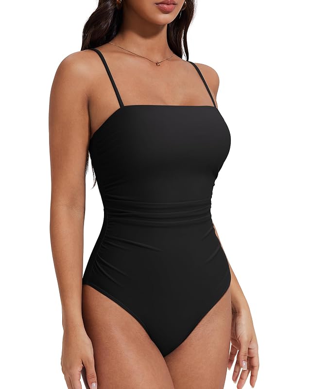 SUUKSESS Women Sexy One Piece Swimsuit Tummy Control Square Neck Bathing Suit