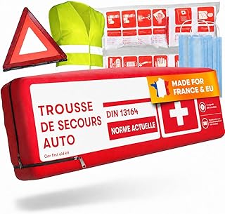 PURAHELP® 3-en-1 Kit Securite Voiture | Avec Triangle Voiture, Gilet Jaune et Trousse Premier Secours - Conforme Norme DIN 13164