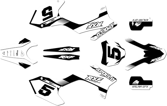Graphics Kit for Apollo RXF Freeride 150 190 All Years Turbo Series White 21 Mil - Pro Edition - Dirt Pit Bike Motorcycle Sticker, Dirtbike Racing Decal Motocross Accessories no-Plastics