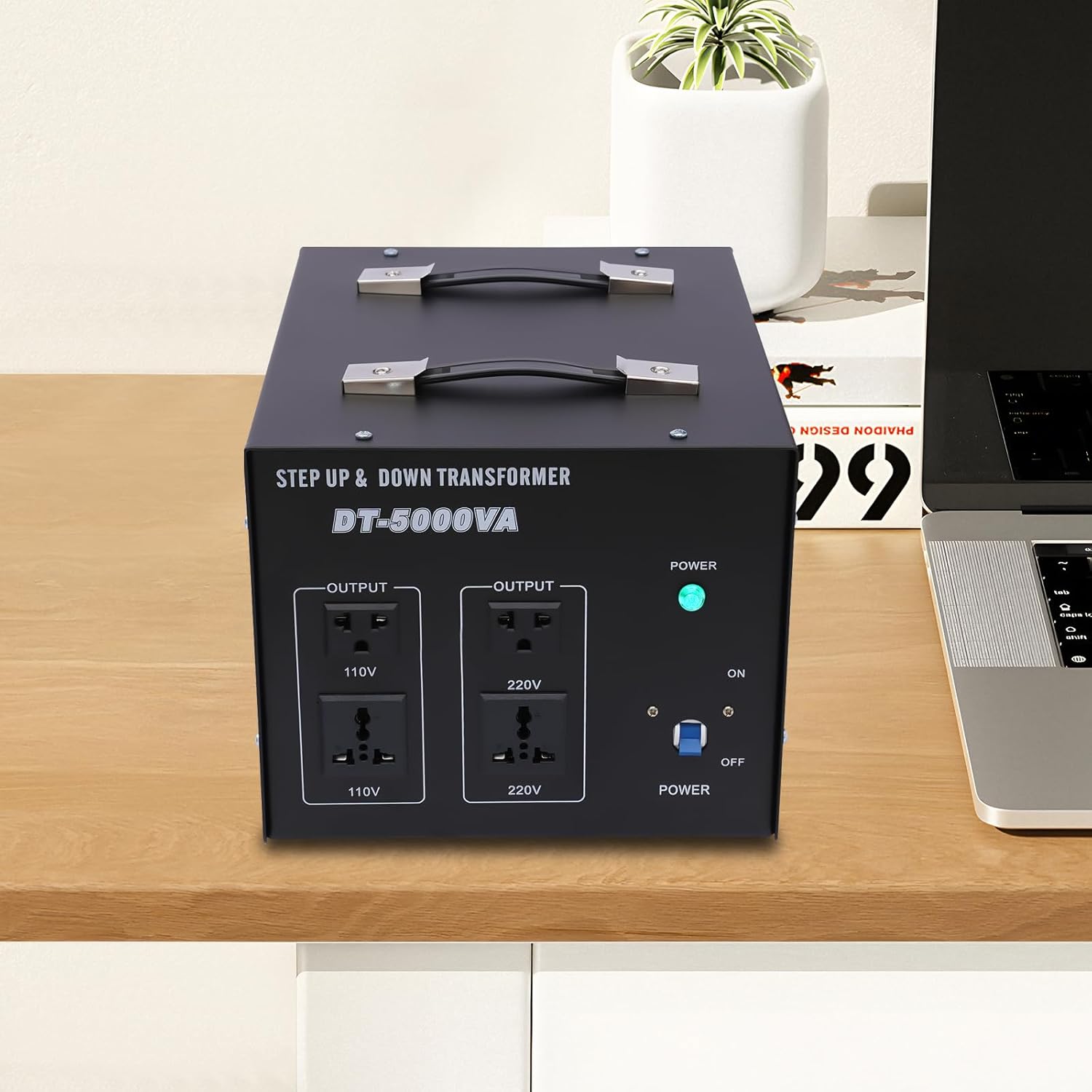 5000VA Voltage Converter Auto Transformer 5000w Step Up/Down Heavy Duty Electrical Power Voltage Converter Transformer with 2 Universal Sockets & 2 US Standard Sockets