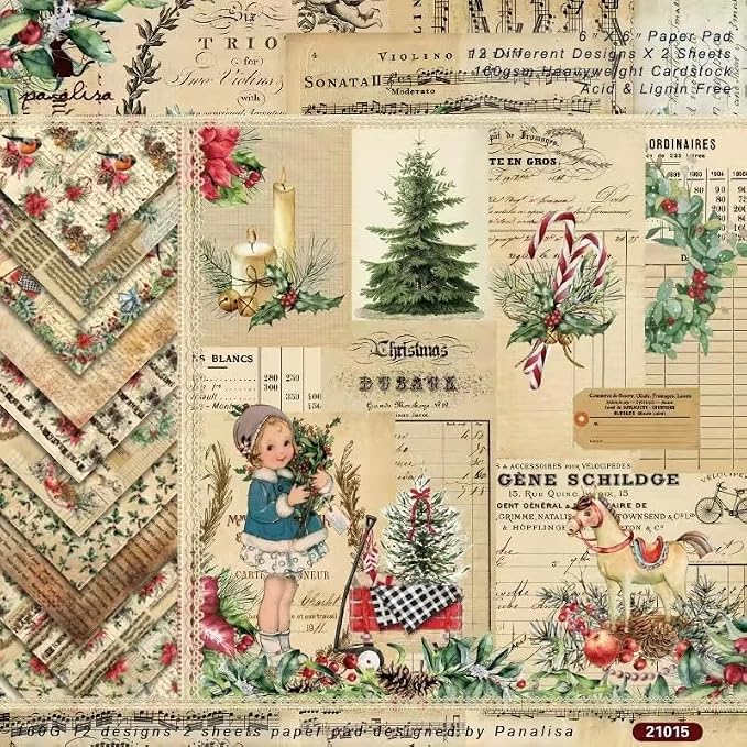 Merry Christmas Theme Dot Scrapbook, DIY Album Scrapbook Paper, Winter Holiday Greeting Card Making Background Paper Craft Supplies Painting Decoration Travel Diary Paper 6"x6"