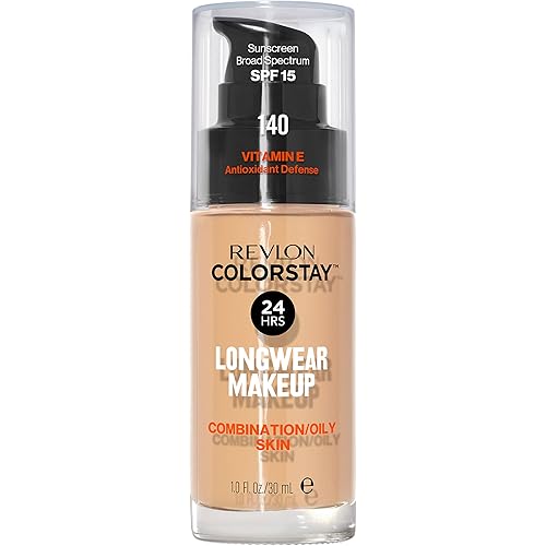 Revlon Liquid Foundation, ColorStay Face Makeup for Combination & Oily Skin, SPF 15, Medium-Full Coverage with Matte Finish, 140 Oatmeal, 1 Fl Oz