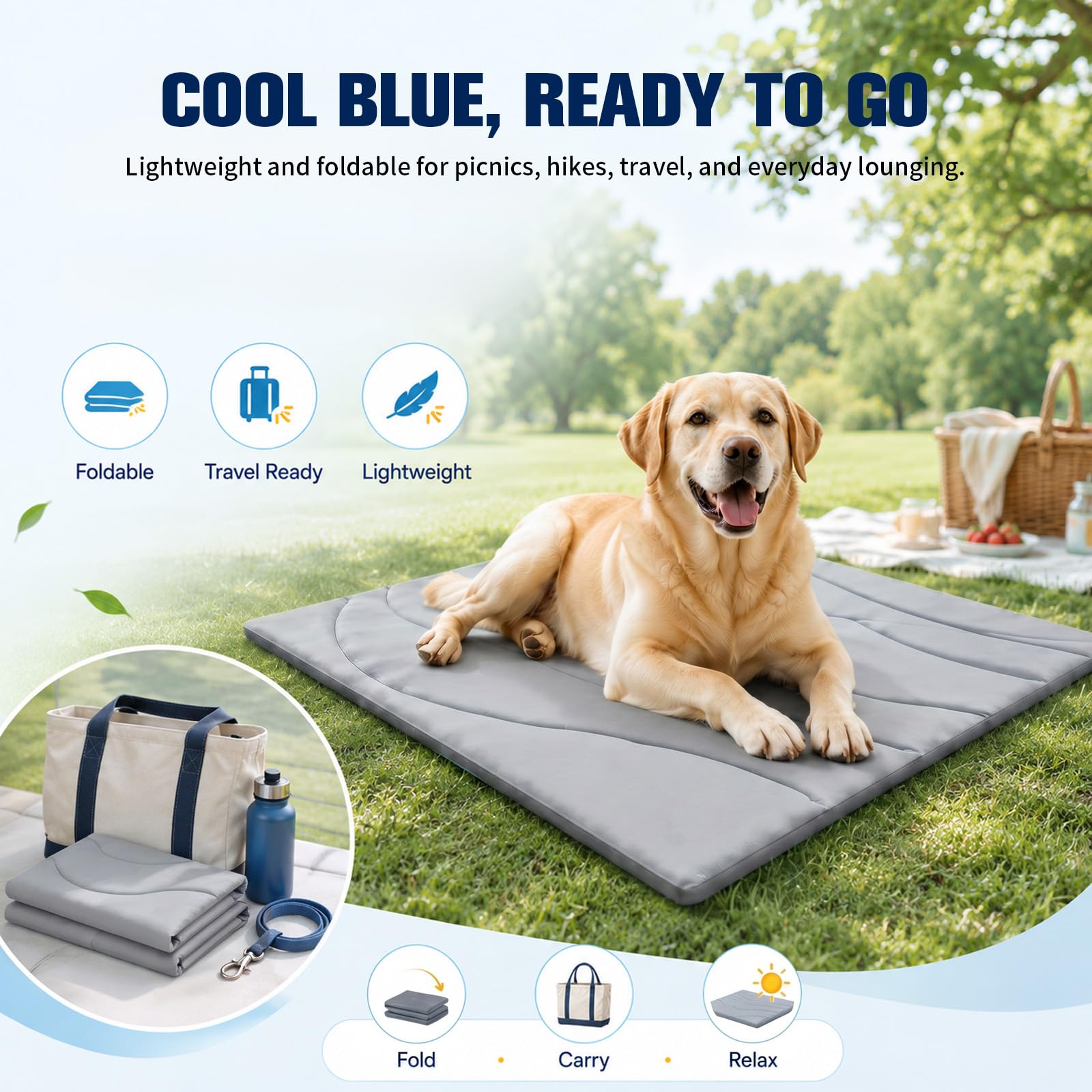 Tapis rafraîchissant d'été auto-rafraîchissant pour chiens et chats - Pour chiens et chats - Pour chiens et chats - Pour chiens et chats - Pour chiens et chats - Lavable et antidérapant - Gris clair