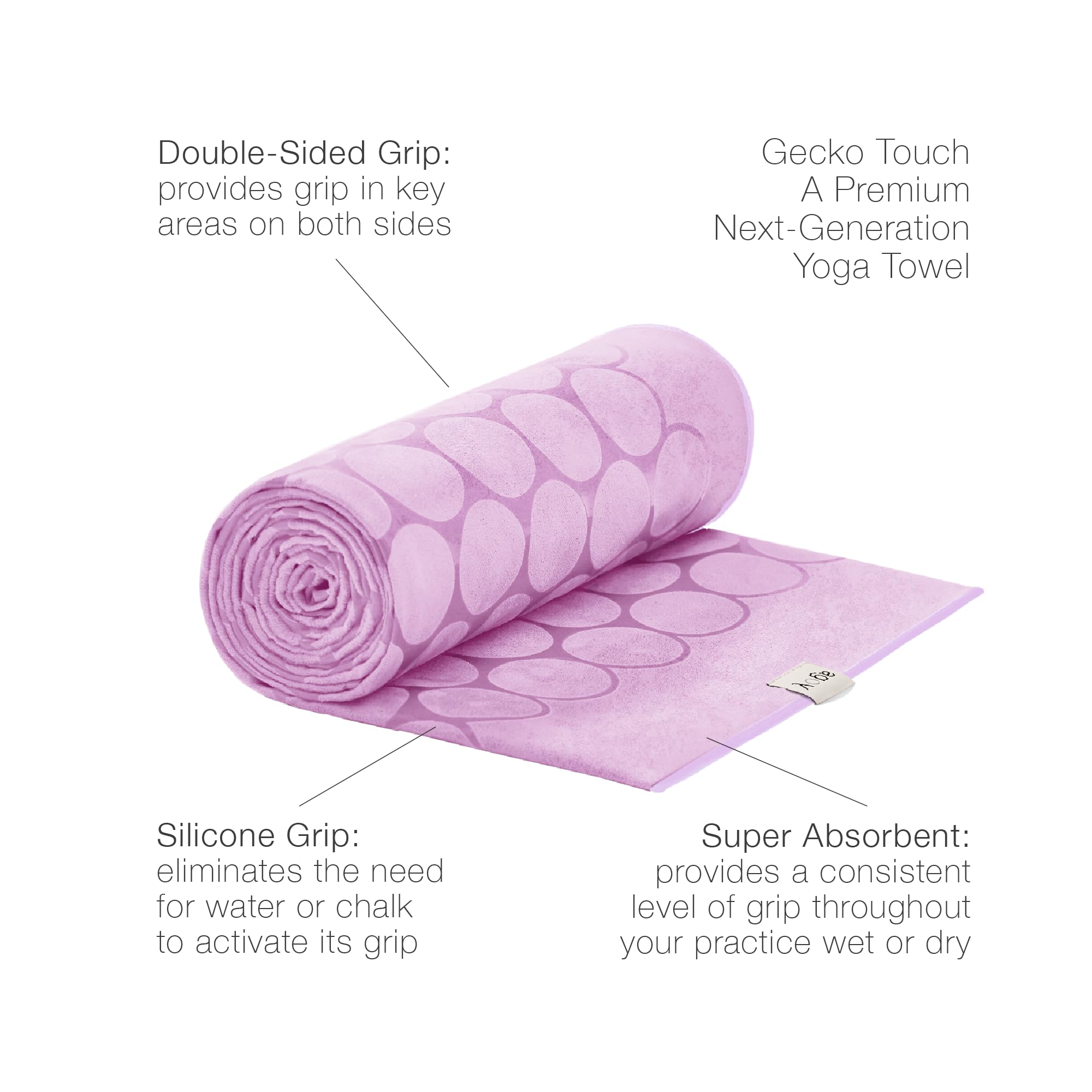 agoy Gecko Touch - Toalla de yoga de microfibra de última generación con agarre antideslizante de silicona de doble cara - Yoga caliente - Ultra absorbente, fácil de lavar, apta para viajes - 30%