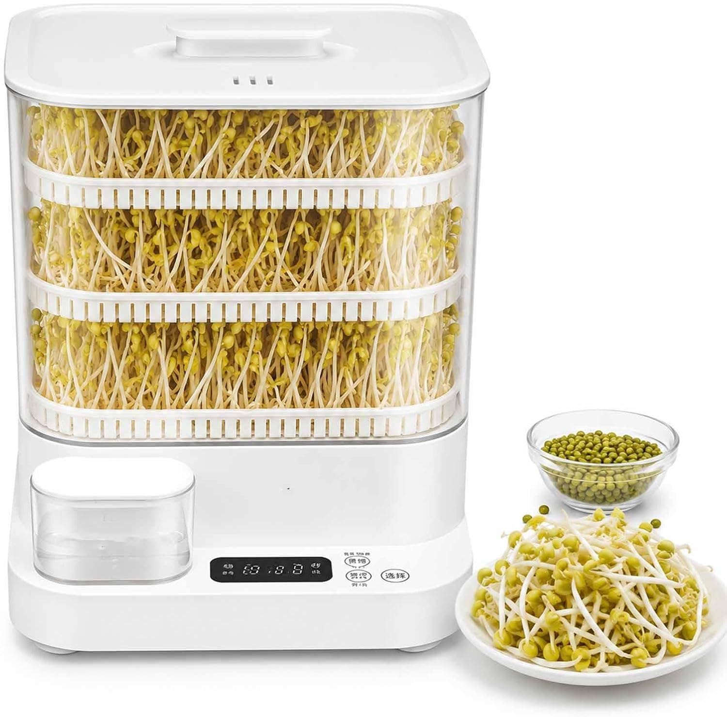 Máquina Automática para Germinar Frijoles, 3 Niveles, para Uso Doméstico, con Tanque De Agua De 1.5 L/Pantalla Led, Modelo para 4 Estaciones, Rociador Automático De 360°.