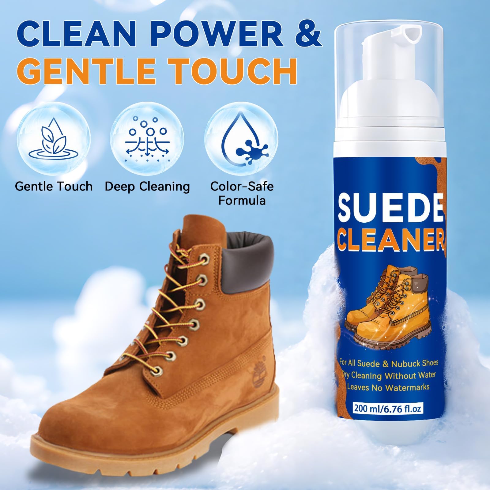 Suede Shoe Cleaner, Professional Shoe Cleaner Removes Stains, Salt, Dirt, Powerful Foam Suede Cleaner Kit for Nubuck, Suede, Knit, Canvas, Boots, Trainer, Suede Fabric of Bags, Furniture, Jacket - 5