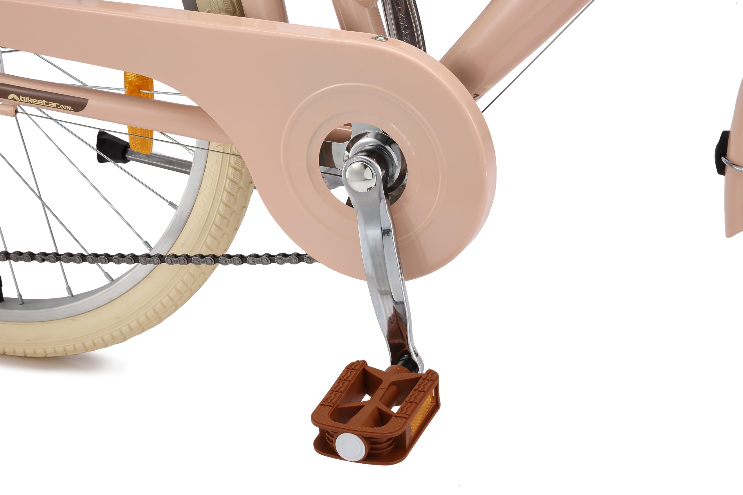 BIKESTAR Alu Kinderfahrrad ab 9-10 Jahre | 24 Zoll City Retro Bike, 7 Gänge, Korb, V-Bremse, Hollandrad | Risikofrei Testen