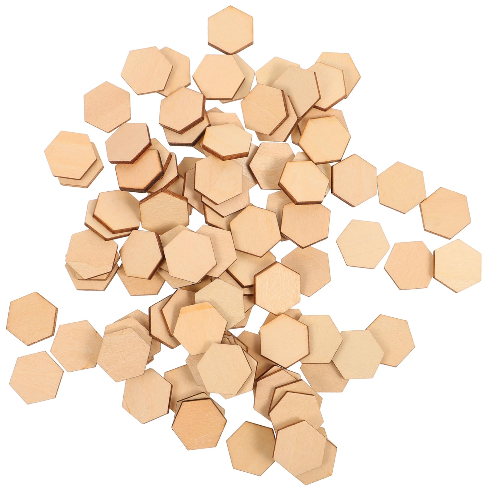 DOITOOL Decorazioni Natalizie Beige 100 Pezzi Esagonali in Legno Materiali Resistenti 20mm per Lavoretti Fai da Te Compleanni e Natale