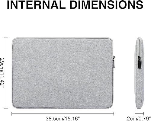 Miniatura 3 de Funda para laptop de 15.6 pulgadas para MacBook Pro de 15.6 pulgadas, funda acolchada de poliéster impermeable delgada con bolsillo pequeño, gris