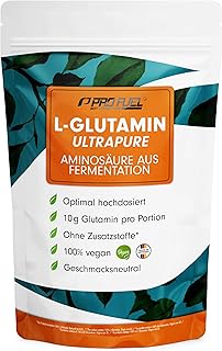 ProFuel L-Glutamin Pulver 500g vegan, optimal hochdosiert & geschmacksneutral, ohne Zusatzstoffe, ultrapure mit über 99, 9% Reinheit, L-Glutamine aus Fermentation, laborgeprüft, Vorrat für 50 Tage