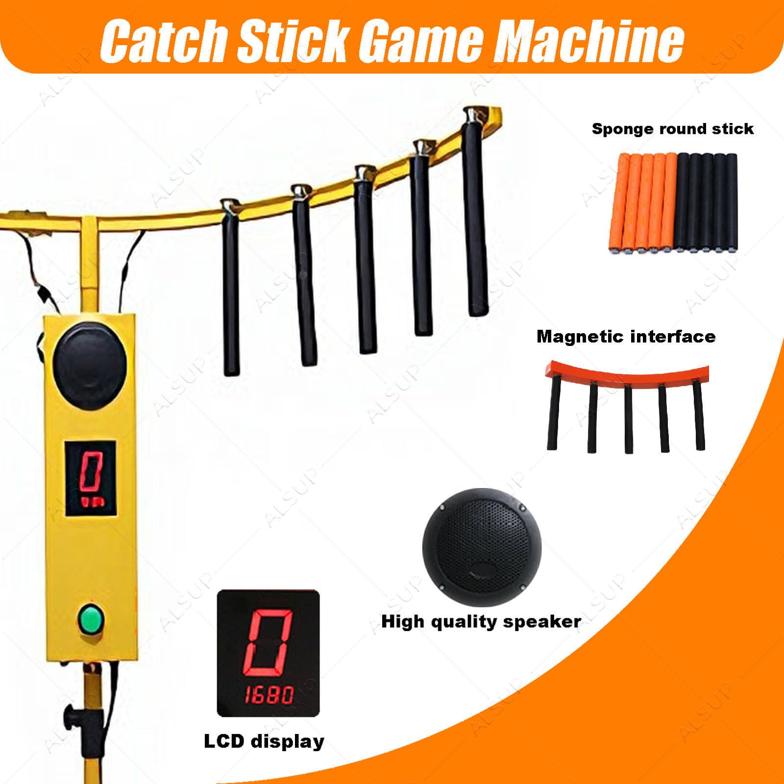 Gra zręcznościowa Catch Stick – automat do treningu koordynacji wzrokowo-ruchowej, 3 tryby gry, statyw z regulacją wysokości; idealna na imprezy, wydarzenia i spotkania rodzinne Blue
