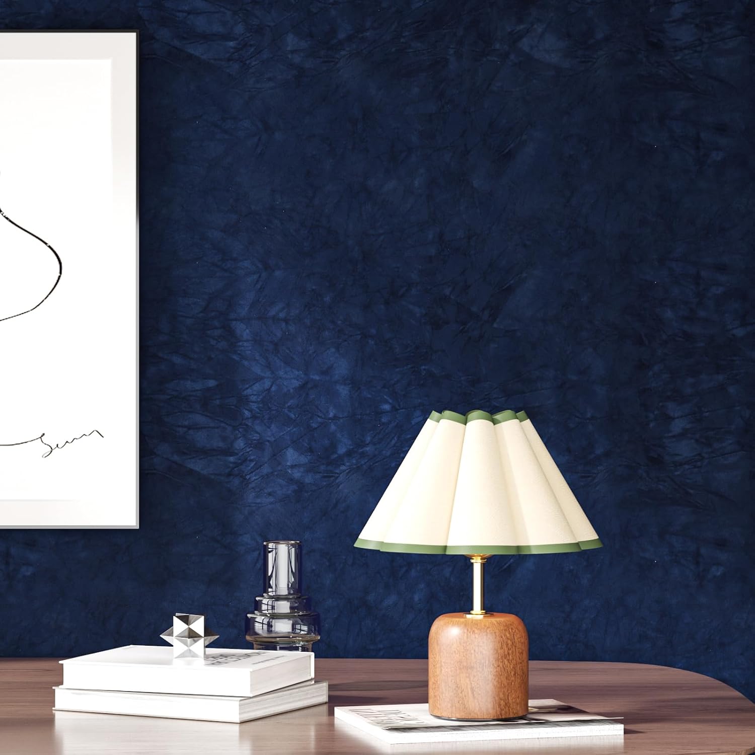 15.7"x472" Dark Blue Velvet Fabric Wallpaper Roll Self Adhesive Felt Drawer Liner for Dressers Jewelry Box Cabinet Shelf Liner Soft Crushed Textured Velvet Contact Paper for Bedroom Wall