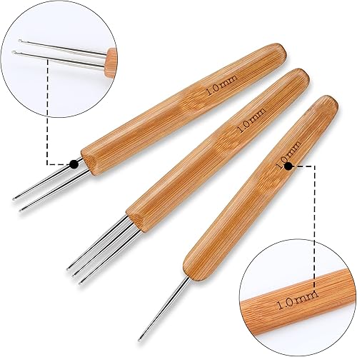 Miniatura 10 de AUGSUN Herramienta de gancho de ganchillo para rastas, trenzas de cabello para rastas, agujas de tejer ganchillo para manualidades trenzadas (0.030