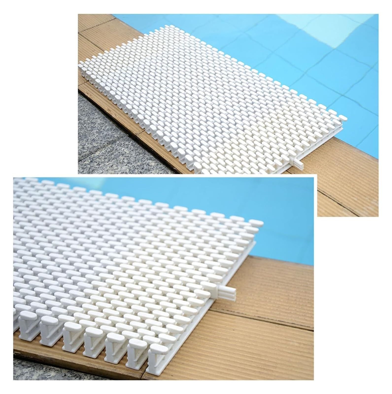 Griglie per Piscina, griglia di drenaggio per Piscina, Copertura in plastica ABS Resistente per vialetti e patii, griglia di Scarico componibile per Bordi Piscina - Set di 4 (25x100 cm)