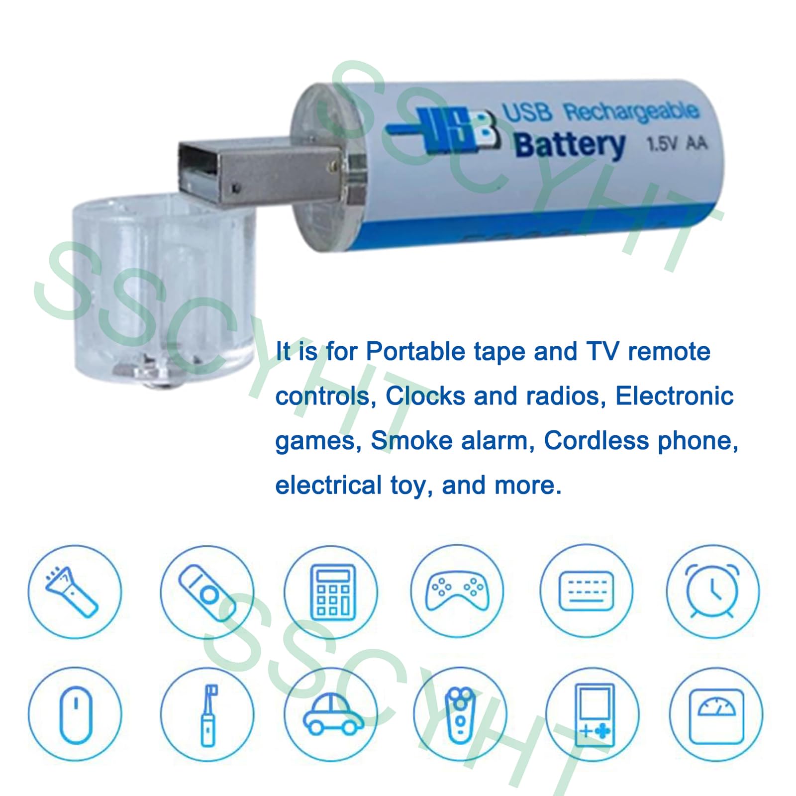 Baterías AA Recargables por USB, batería de Iones de Litio Doble A de 5900mAh, recargada hasta 1000 ciclos, batería AA de 1,5 V y 5900mAh
