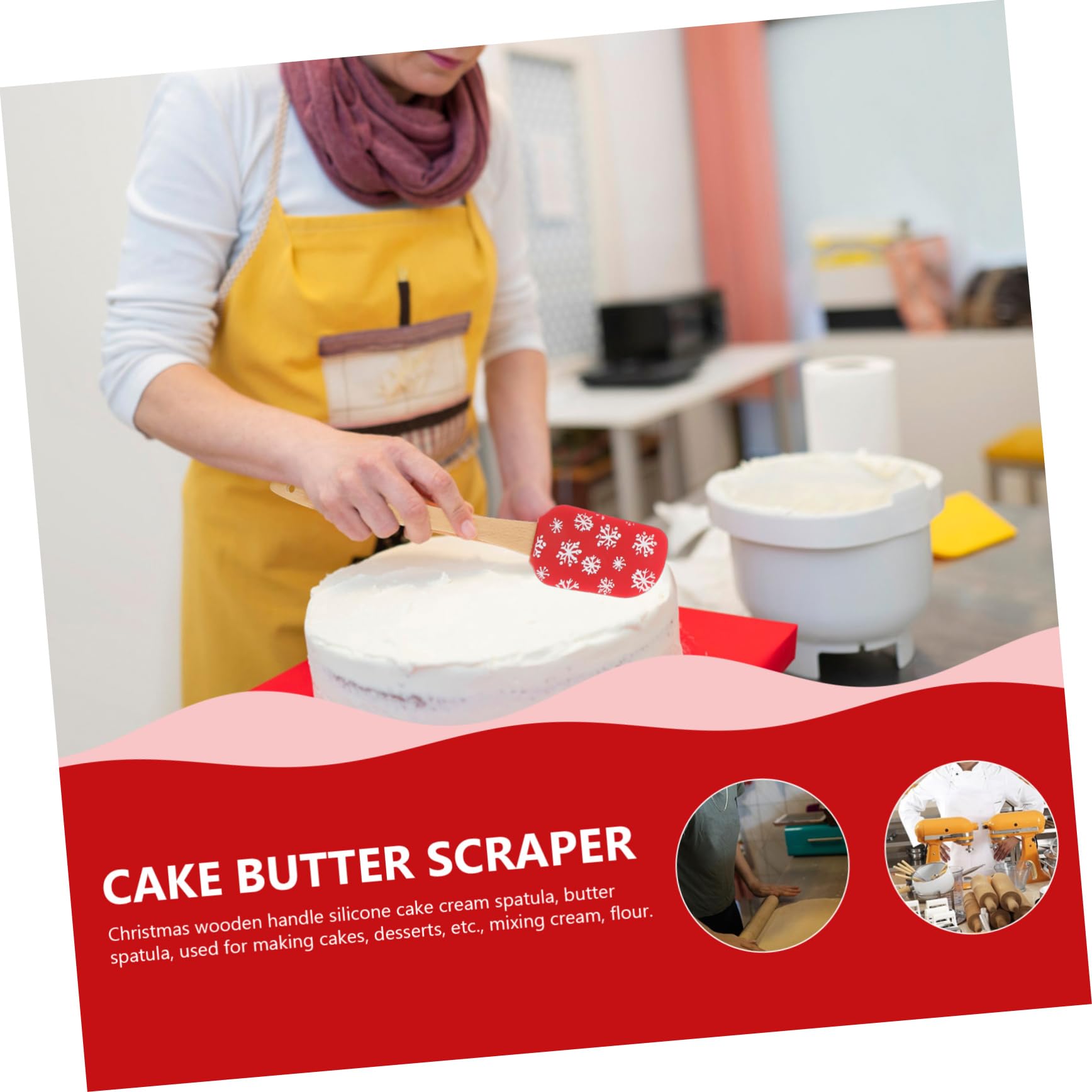 COLLBATH Raschietti per Crema in Silicone Alimentare Natalizi 4 Pezzi, Spatole Flessibili da Forno Manico, Design Creativo Fori per Cucina e Pasticceria