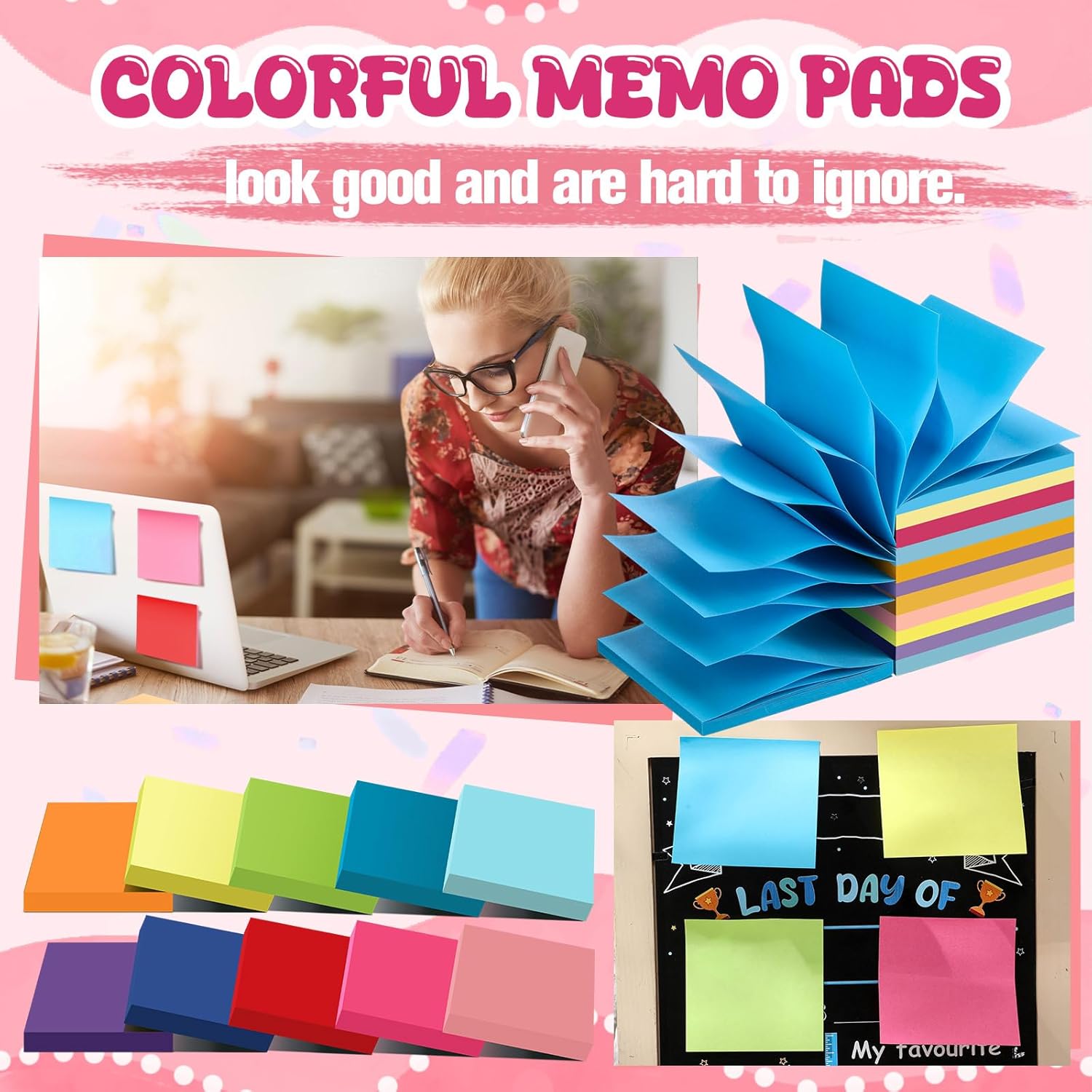 Sherr 100 Pcs Pop up Sticky Notes Bulk 3x3 Inch 56 Sheets/pad Refills Sticky Notes Bright Colors Self-Stick Note Pads Post Adhesive Memo for Students School Teacher Office Meeting, 20 Colors