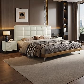 Black Modern Simplicity Full Size Bed Frame, Upholstered Platform Bed Floating Bed Frame with Headboard, Noise-Free
