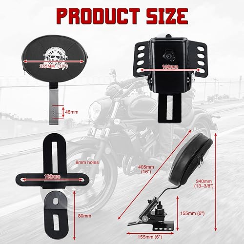 Miniatura 2 de INNOGLOW Respaldo de conductor ajustable para motos con patrón de calavera enchufable para Harley Touring Electra Glide Road Glide Street Glide Road