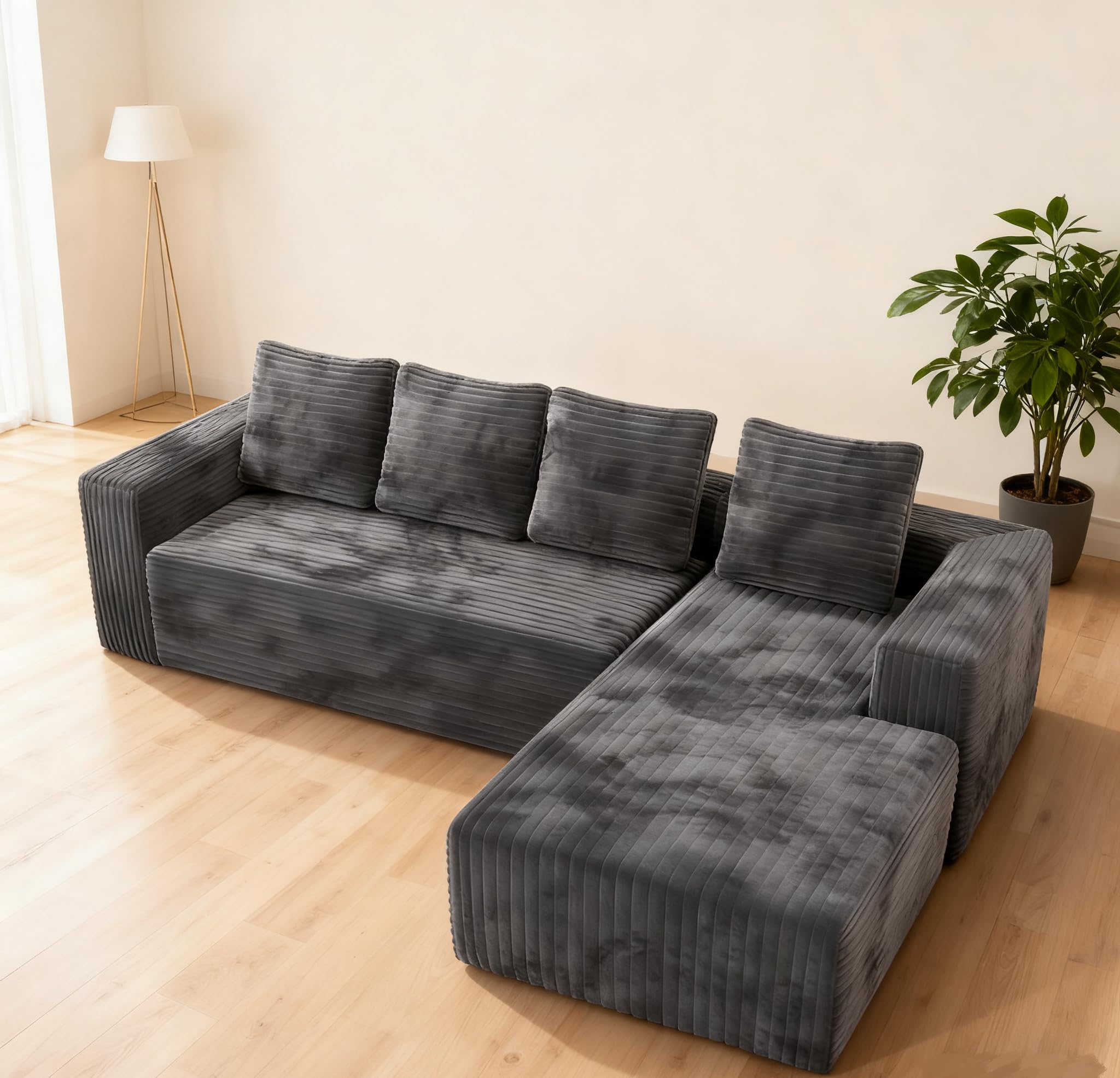 KEIKI Cloud Modular Sectional Sofa with L Shape Chaise, Right Facing Chaise Layout for Apartment Comfort
