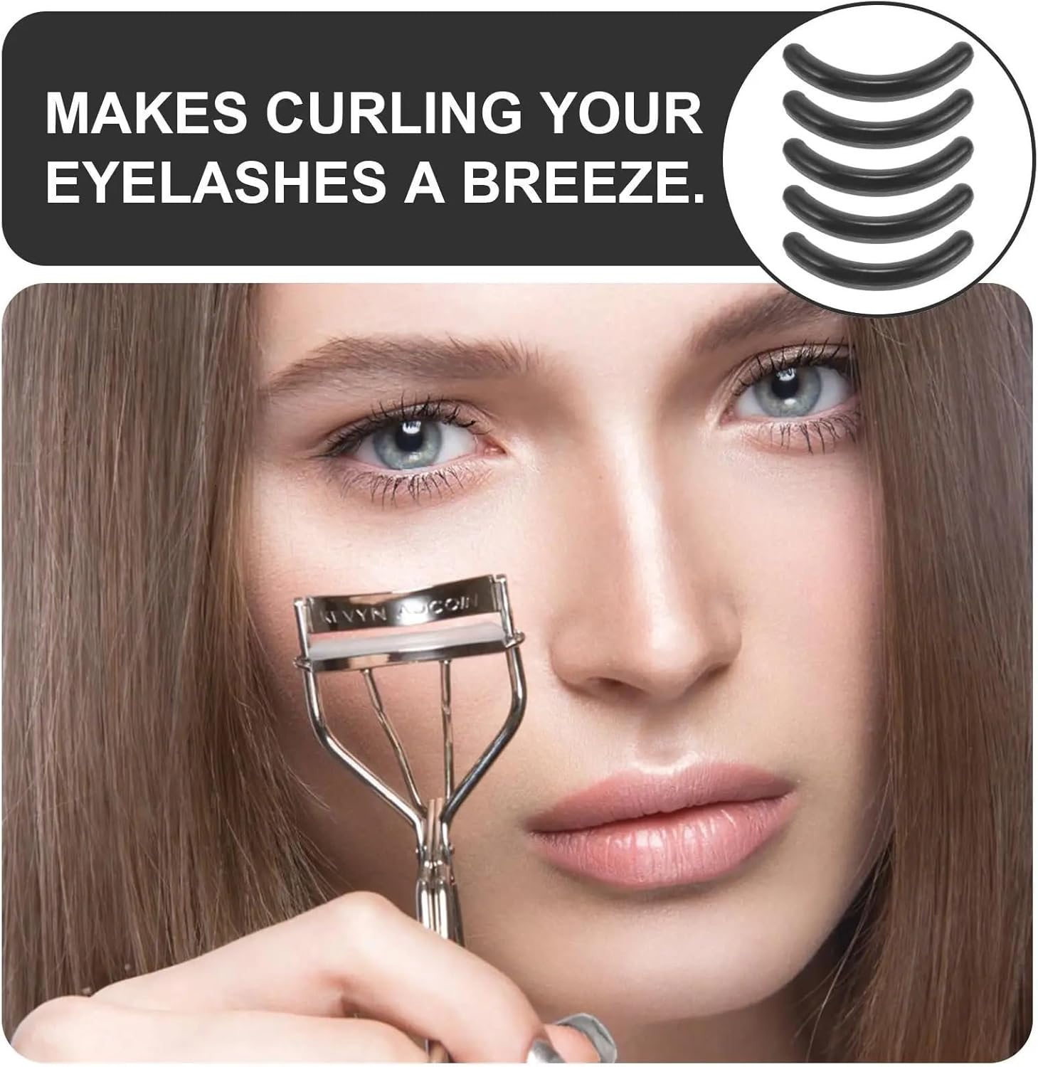 Eyelash Curler Refills 150 Pcs Eyelash Mascara Curler Cushions Rubber Hair Refill Pads for Women Black Miss(Black)