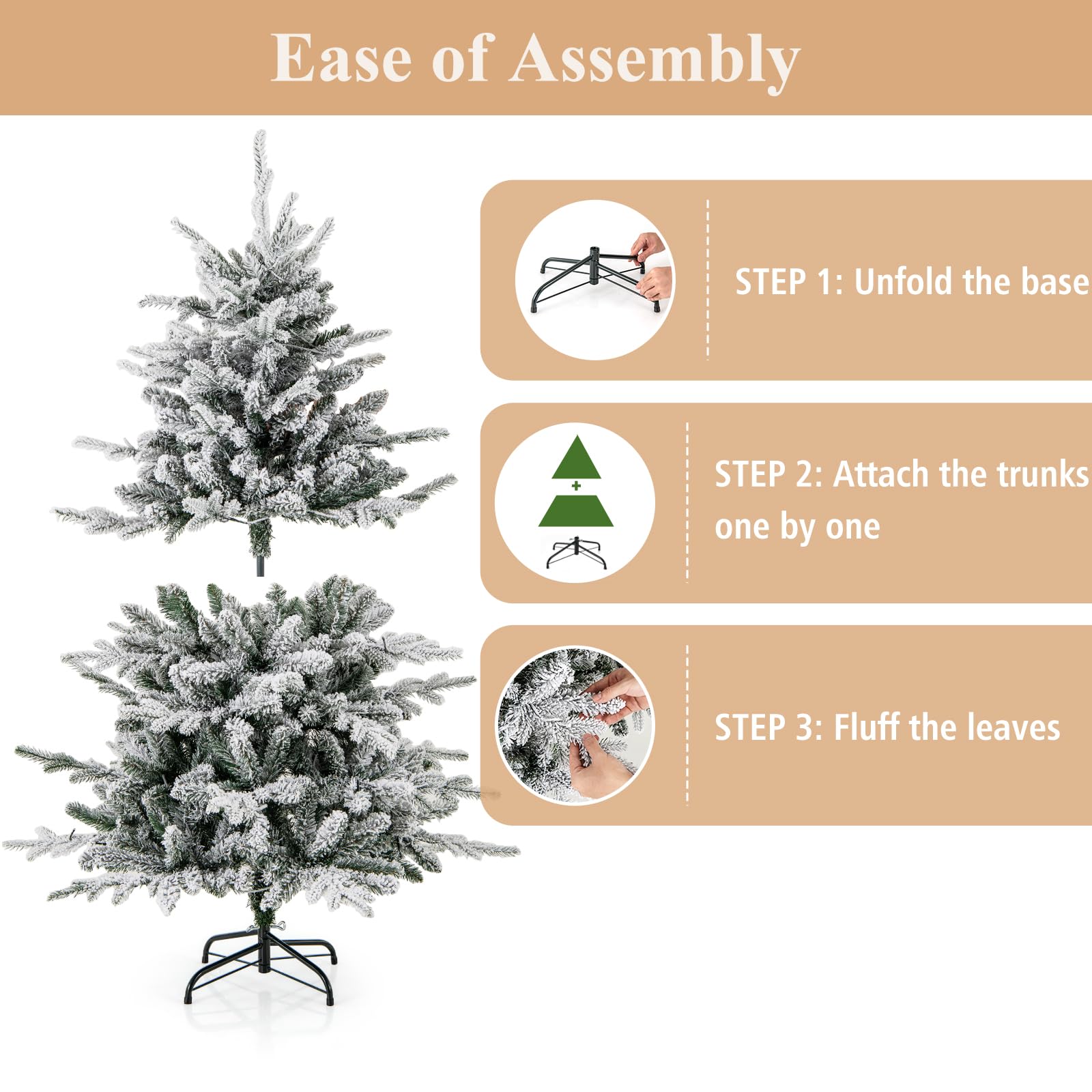 LIFEZEAL Albero di Natale innevato, albero di Natale artificiale con 436/820 rami, 160/260 luci a LED multicolori, 8 modalità di illuminazione, albero di Natale decorativo per interni (147 cm)