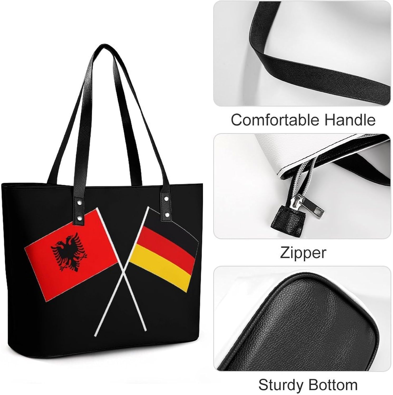 Albania Germany Flag Women's Satchel Handbags Tote Shoulder Bag Purses for Travel Shopping Work