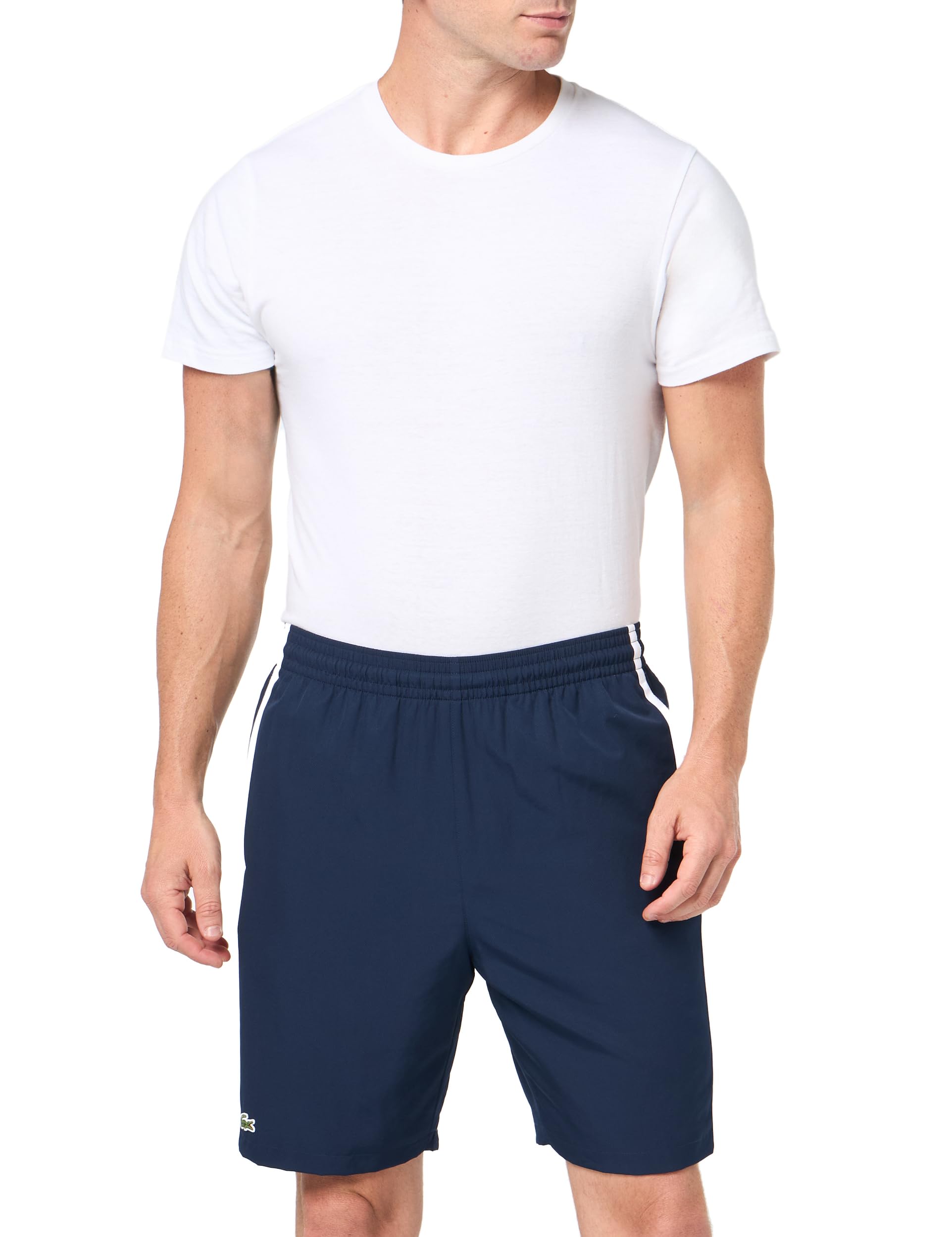 Lacoste Men's Sport Lightweight Color Block Stripe Tennis Shorts