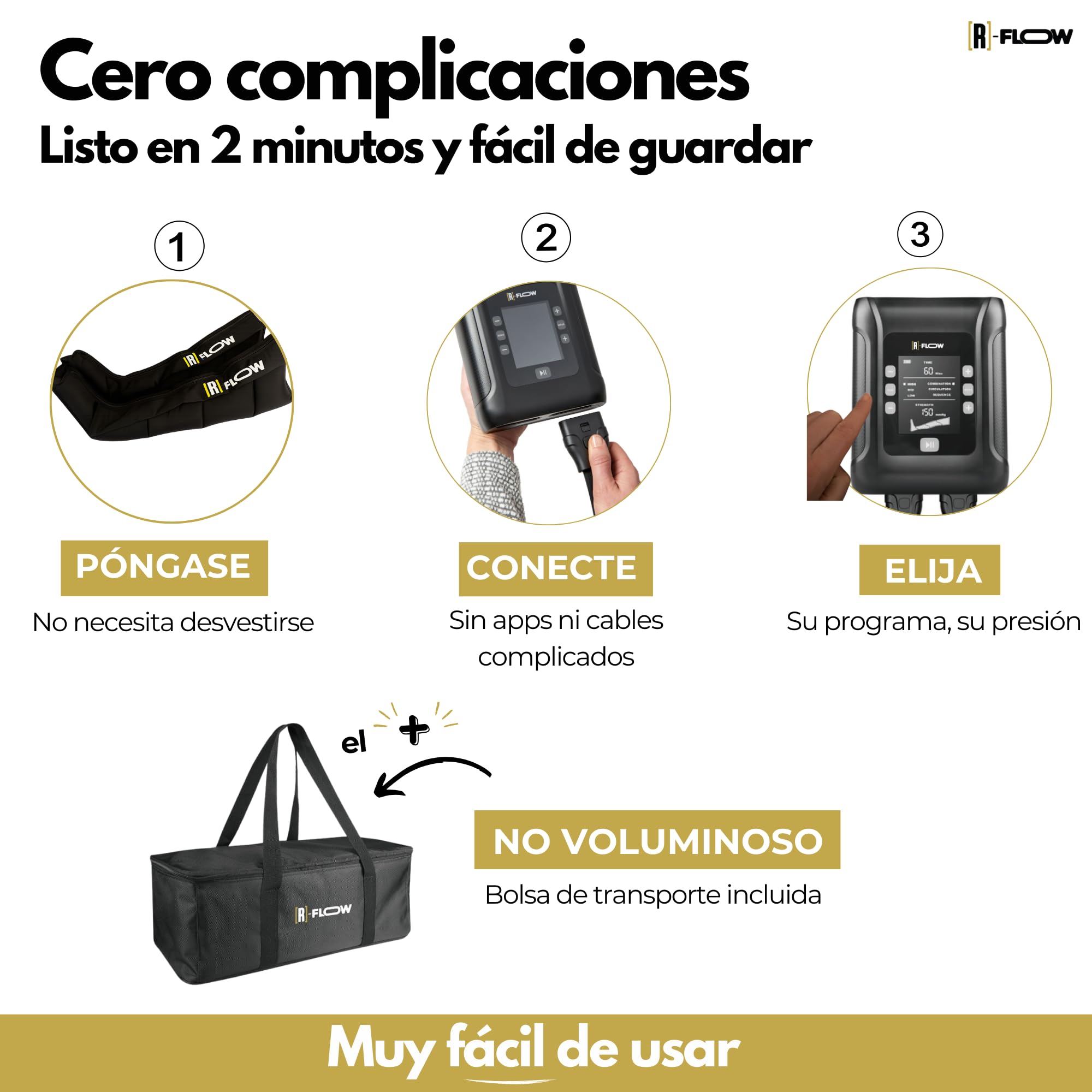 [R]-FLOW Presoterapia para Casa 4 Zonas|Botas Presoterapia Piernas|Masajeador Anticelulitico Reductor|Presoterapia Profesional|Masajeador de Pies y Piernas|Drenaje linfatico| Regalo dia de la Madre