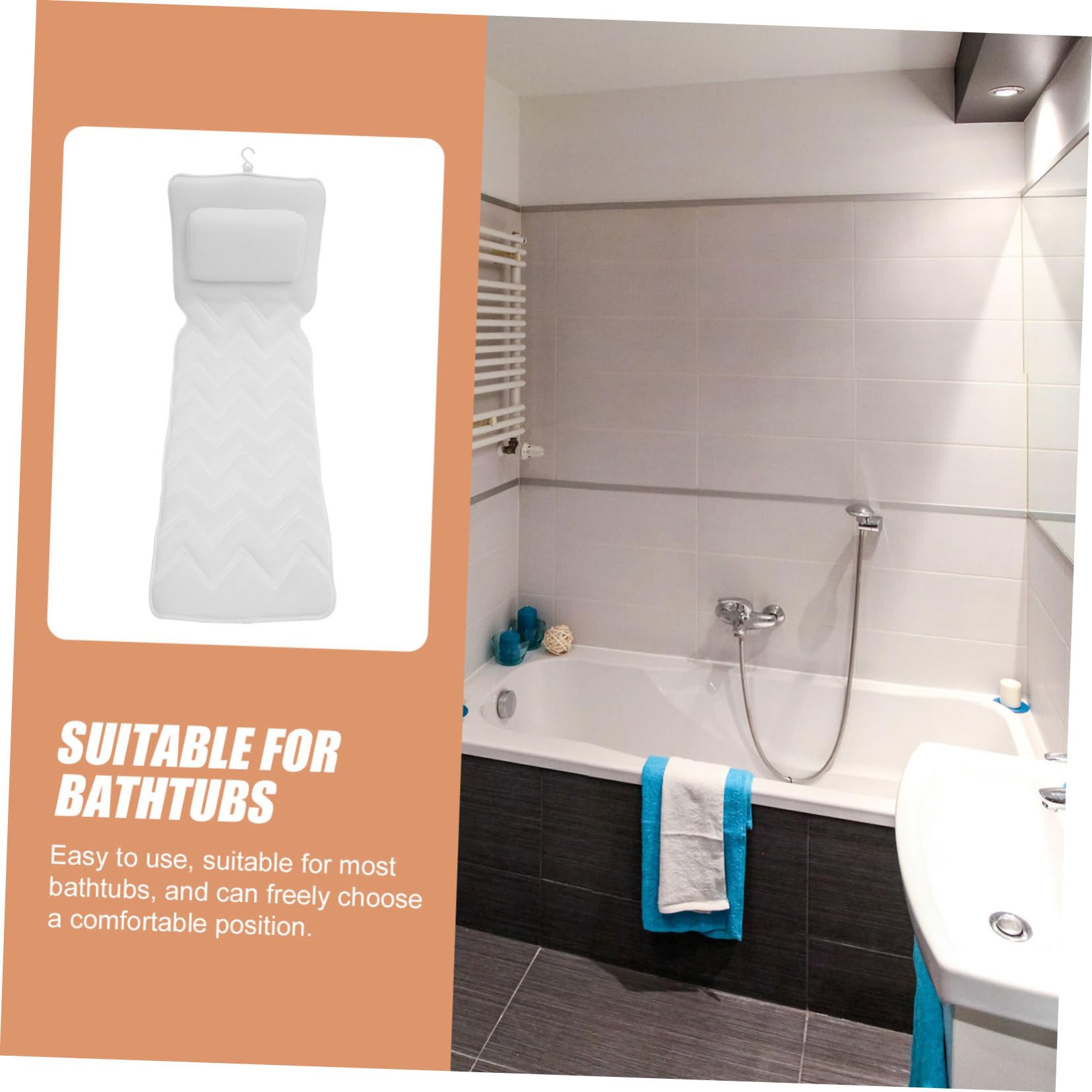 Happyyami Cuscino Bagno Antiscivolo con Ventose Cuscino per Relax Comfort per Vasche e Spa Materiale Traspirante Facile Installare Accessorio Bagno
