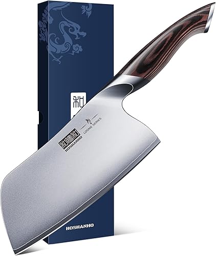 Miniatura 8 de HOSHANHO Cuchillo Cleaver de 7 Pulgadas, Cuchilla Japonesa Ultra Afilada de Acero de Alto Carbono para Verduras y Carne, Cuchillo Multifuncional de