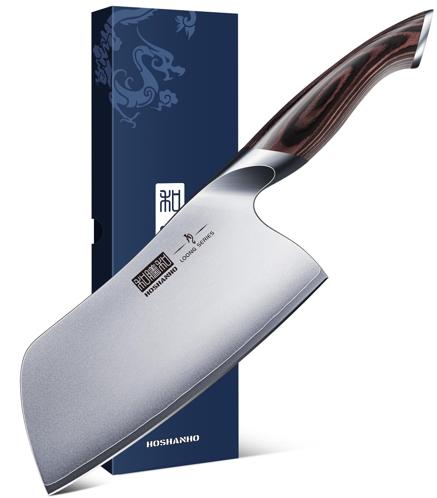 HOSHANHO 7'' Butcher Knife, Japanese Kitchen Heavy Duty Meat Cleaver Knife | Japanese High Carbon Steel Bone Cleaver Knife, Professional Cooking Knife Suitable for Home Kitchen & Restaurant 6.9"