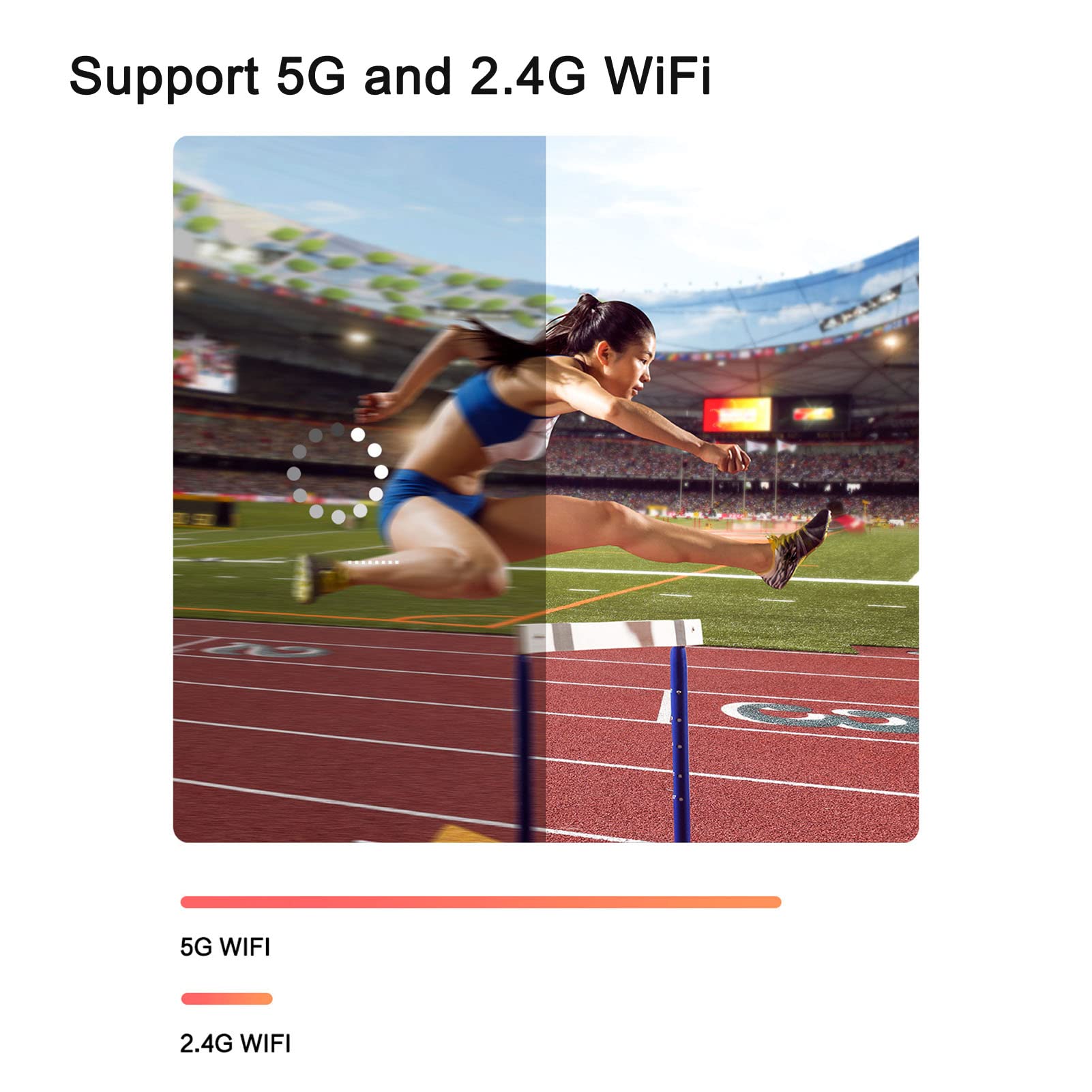 Proyector WiFi 5G/2.4G, 1920X1080P Full HD LED 300 ANSI LM 8000 Lux 4K Smart Home Movie Projector con Mandos A Distancia, Dos Altavoces Duales de 5 W para USB HDMI para Windows 100 A 240 V(UE)