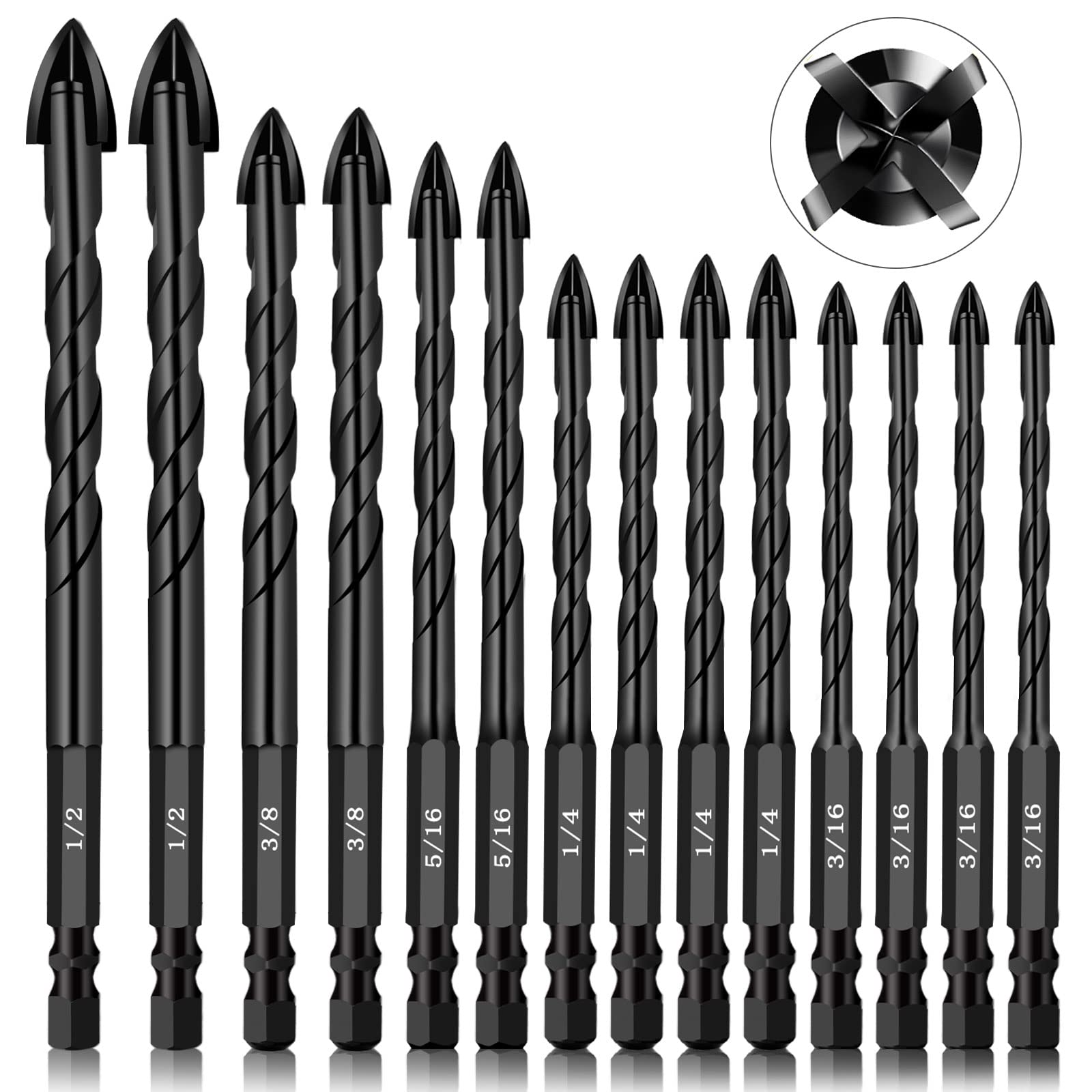 Ankey 14 Pcs Masonry Drill Bits 