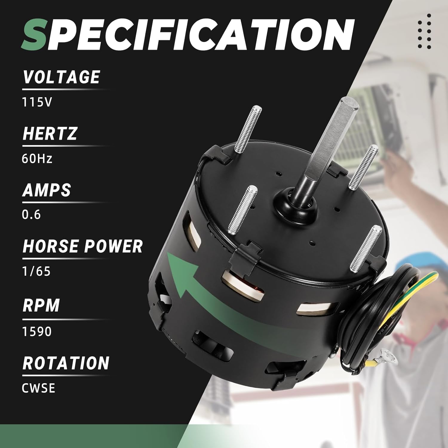 D1117 Blower Motor, Fit for Fasco Condenser Fan Motor, 1/65 HP, 1590 RPM, 3.3 Dia, 115V, D1117 Blower Fan Motor Compatible with Loren Cook 7163-7818, 615049, GC140
