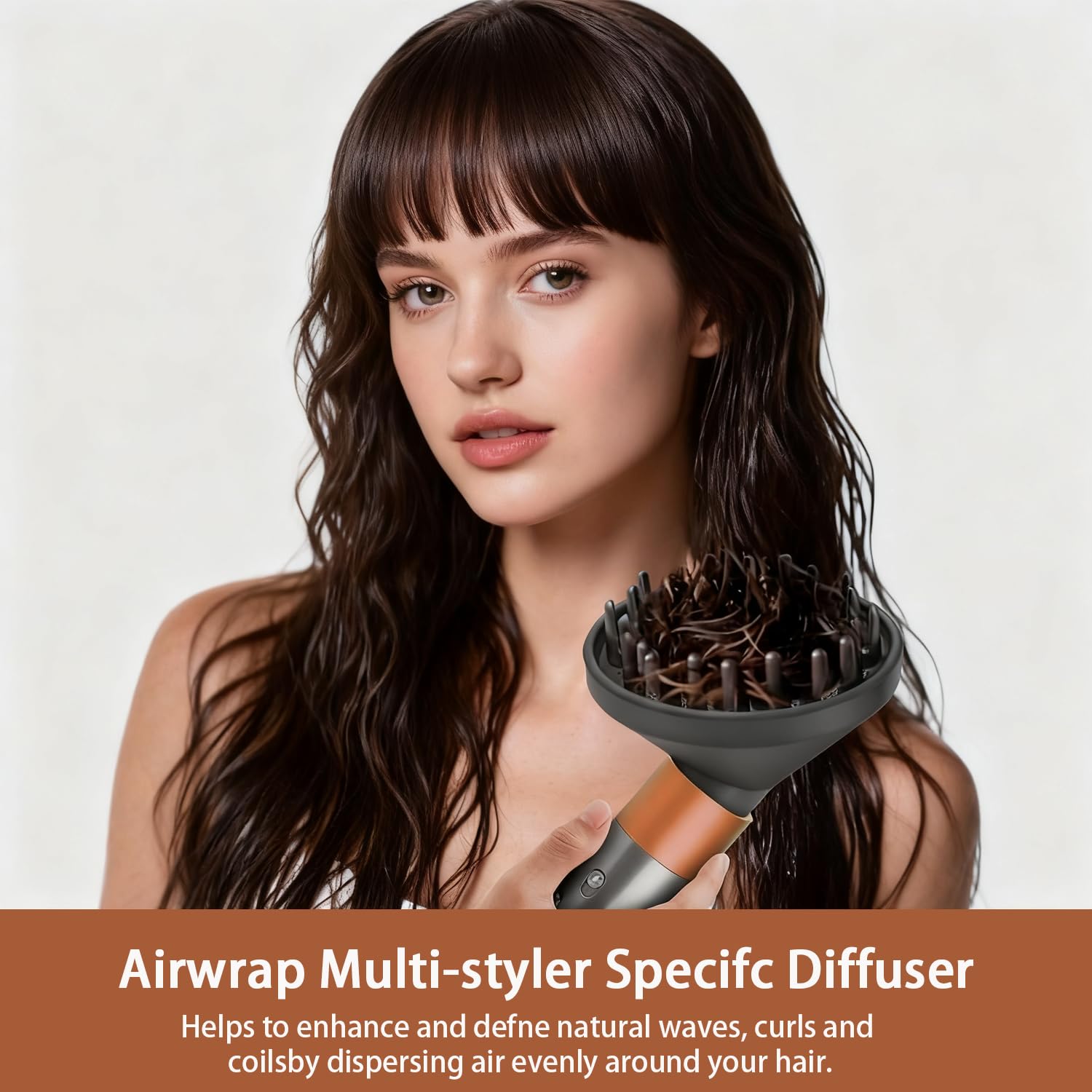 Upgraded Diffuser for Dyson Airwrap i.d. Styler,HS01 HS05 HS08|Quick-Dry,Frizz-Free Curls & Volume|for Thick/Curly Hair|Heat-Safe & Lightweight,Hair Diffuser Attachment-Hair Dryer Diffuser Nozzle | Dual airflow boosts curl volume. Even heat prevents damage, tames frizz, adds shine