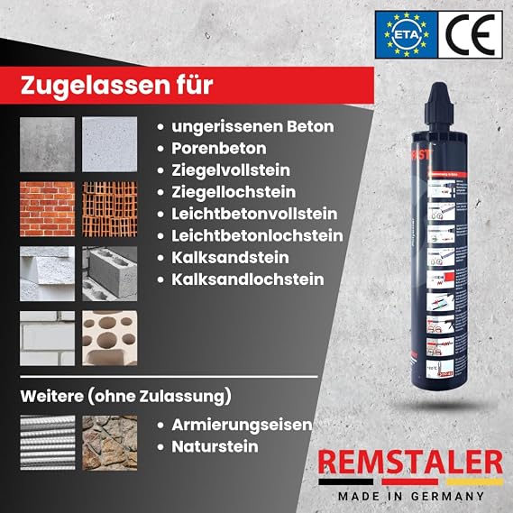 6 x Remstaler composite mortar 300 ml highest quality made in Germany injection mortar assembly mortar