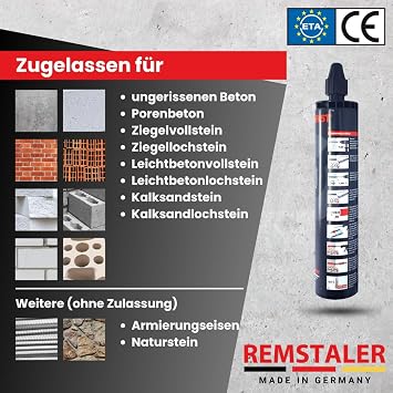 6 x Remstaler composite mortar 300 ml highest quality made in Germany injection mortar assembly mortar