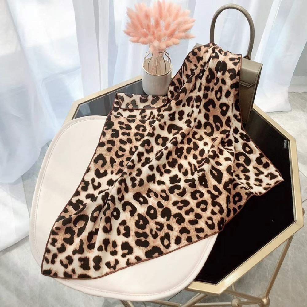 Pañuelo para el pelo con estampado de leopardo, pañuelo de guepardo, pañuelo de cuello de animal para mujer, 23.6 pulgadas, Oro, M