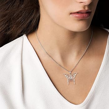 Collana con ciondolo a forma di farfalla in argento sterling con