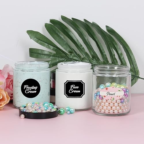 Miniatura 5 de EkkoVla Paquete de 24 tarros de vidrio redondos transparentes de 8 onzas con 24 tapas negras, tarros para hacer velas, recipientes cosméticos vacíos