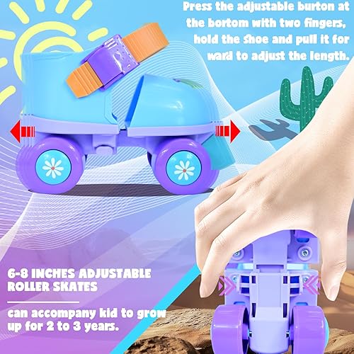 Miniatura 4 de Patines de ruedas para niños niñas y niños de 2 a 6 años, patines ajustables para principiantes de cuatro ruedas para niños pequeños