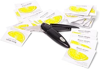 BIRAMBEAU - Couteau à huîtres avec 2 paquets de 10 rince doigts chacun, Noir