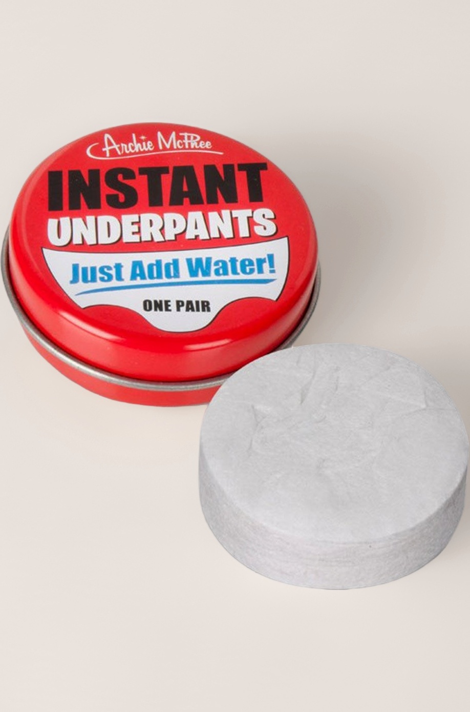 Archie Mcphee Instant underpants. Just add water one pair