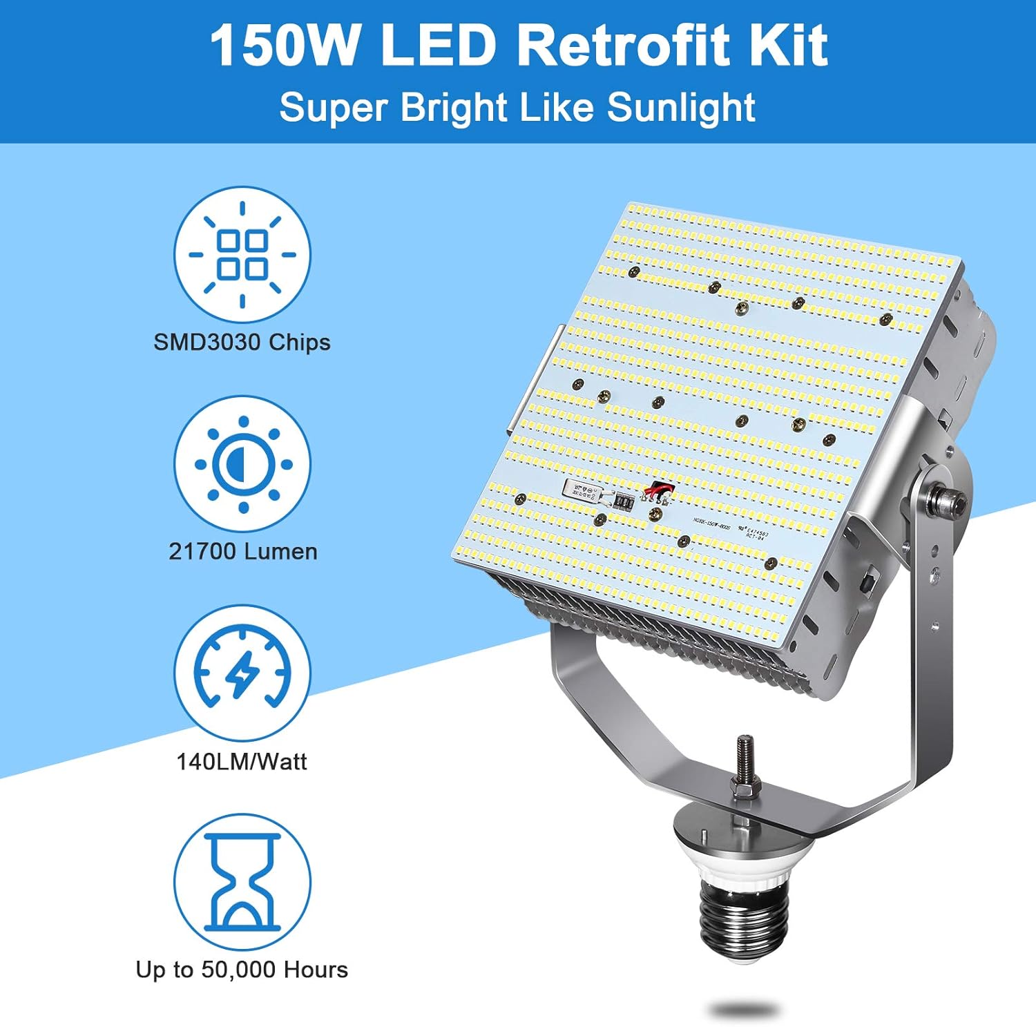 New Product LED Retrofit Kit,150W LED Street Light Fixture Retrofit,600W MH/HPS/HID Replacement,LED Shoebox Light for Parking Lot,Tennis Court,5700K,E39 Mogul Base AC200- 480V,ETL DLC Listed